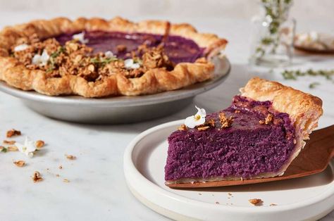 Purple Sweet Potato Pie | King Arthur Baking Purple Sweet Potato Pie, Potato Pie Recipe, Sweet Potato Pies Recipes, Purple Sweet Potato, King Arthur Baking, Cake Mug, Purple Sweet Potatoes, Homemade Marshmallows, Flaky Crust