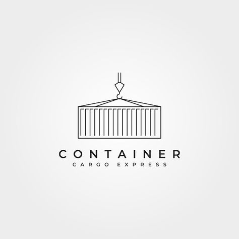 Container Logo Design, Line Icon Logo, Container Illustration, Container Drawing, Export Logo, Cargo Logo, Shipping Logo, Shark Clothes, Logistics Logo