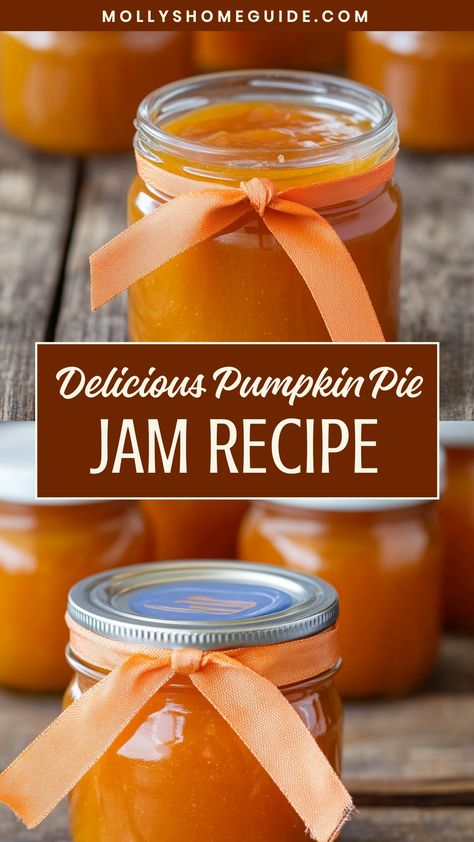 Indulge in the cozy flavors of fall with this homemade pumpkin pie jam recipe. Perfect for spreading on toast, biscuits, or pairing with your favorite cheese. This delicious jam is easy to make and makes a thoughtful seasonal gift for friends and family. Capture the essence of autumn in a jar and enjoy the sweet taste of pumpkins all year round. Treat yourself to a burst of flavor with every spoonful of this pumpkin-inspired delight! Pumpkin Pie Jam Canning, Pumpkin Spice Jam, Thanksgiving Jam Recipes, Pumpkin Pie Jam, Pumpkin Canning Recipes, Canning Pumpkin Pie Filling, Pumpkin Jam Recipe, Fireball Pumpkin Pie Recipe, Pumpkin Pie Jam Recipe