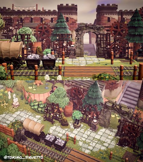 Steampunk Acnh Island, Acnh Steampunk, Steampunk Island, Acnh Inspiration, Acnh Ideas, Acnh Inspo, Island 2, Animal Crossing Qr, Animal Crossing