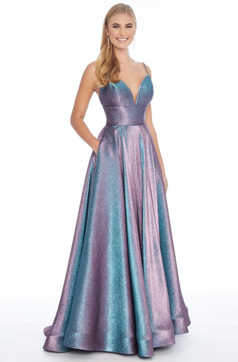 Ashley Lauren - 1937 Deep V-neck Metallic Brocade A-line Gown Shimmer Prom Dress, Ashley Lauren, Pageant Gown, Gold Prom Dresses, Cute Prom Dresses, Perfect Prom Dress, Pageant Gowns, Long Evening Gowns, Pretty Prom Dresses