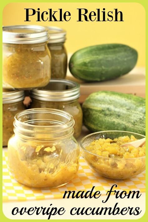 Pickle Relish Made with Overripe Cucumbers Zucchini Salsa, Yellow Cucumber, Cucumber Relish, Cabbage Worms, Yellow Mustard Seeds, Pickling Salt, Relish Recipes, Cucumber Recipes, Easy Oven