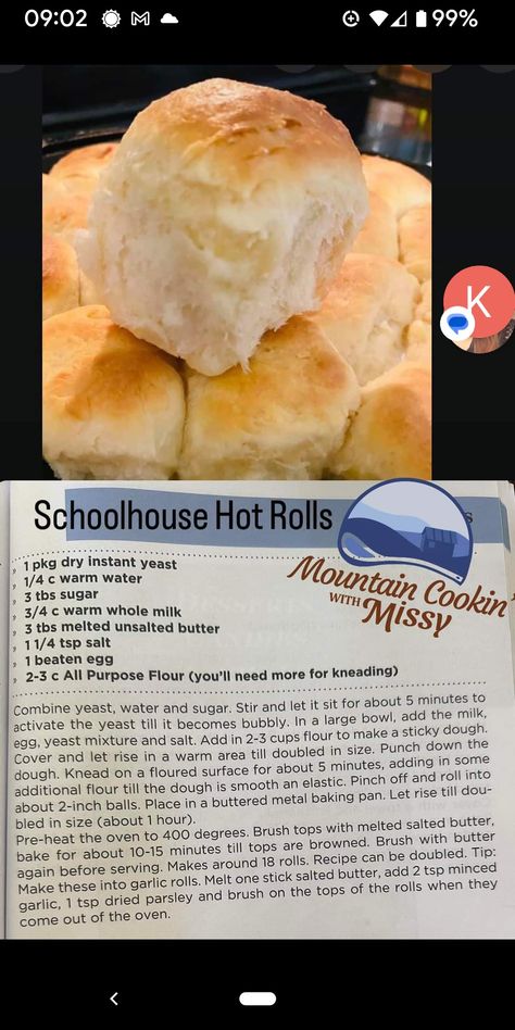 School Yeast Rolls Recipe, Hot Rolls, Yeast Rolls Recipe, Homemade Bread Recipes Easy, Homemade Rolls, Homemade Bread Easy, Biscuit Bread, Homemade Dinner Rolls, Yeast Rolls