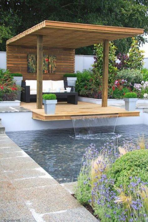 Backyard Water Feature Diy, Building A Porch, Backyard Gazebo, Backyard Water Feature, Waterfalls Backyard, Backyard Pergola, Pergola Plans, Pergola Patio, Outdoor Backyard