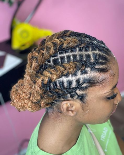 Straight Backs On Locs, Locs Straight Back, Loc Straight Backs, Simple Locs Hairstyles, Straight Back Loc Styles, Loc Cornrows, Loc Cornrow Styles, Loc Styles Women, Simple Loc Styles