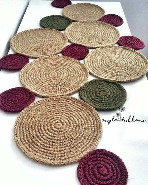 How To Crochet Flower Coaster At Home - Diy Crochet Flower Tutorial For Beginners Home  Decoration Ideas 2024 || Easy Crochet DIY Coasters #Crochetcoaster #CrochetDIYCoaster Crocheted Table Runners, Diy Crochet Flowers Tutorial, Crochet Table Mat, Hemp Yarn, Crochet Placemats, Crochet Carpet, Crochet Table, Crochet Circles, Home Decoration Ideas