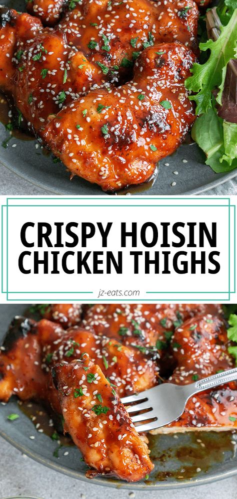 Sides For Chicken Thighs, Hoisin Chicken Thighs, Broiled Chicken Thighs, Street Chicken, Hoisin Chicken, Drink Inspiration, Asian Chicken Recipes, Homemade Chinese Food, Grilled Recipes