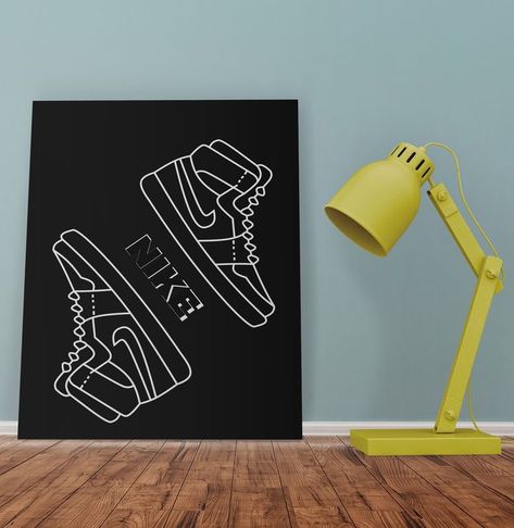 Nike Decor, Hypebeast Room Decor, Men Room, Hypebeast Decor, Mens Bedroom Decor, Hypebeast Room, Sneaker Posters, Basic Painting, Paintings Ideas