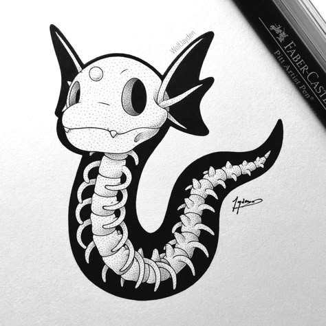 Skeleton Drawings, Skeleton Tattoos, Pokemon Tattoo, Pokemon Drawings, Pokemon Fan Art, Anime Tattoos, Ink Illustrations, Sketchbook Art, Skeletal