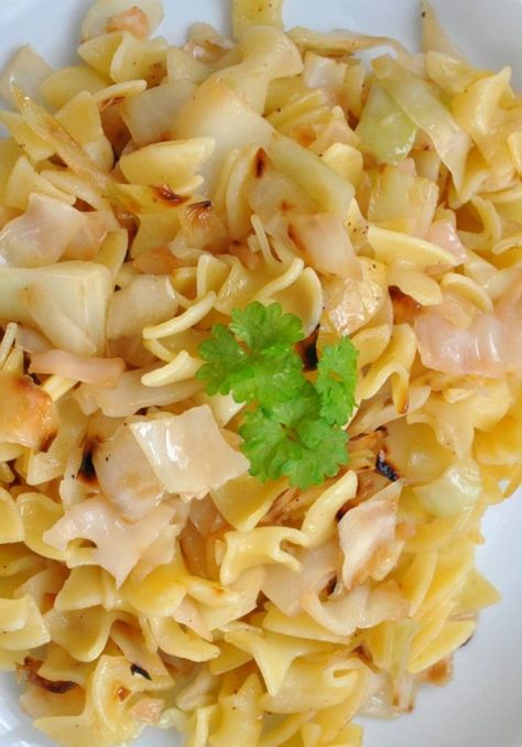 Haluski: Polish Cabbage, Onions, And Noodles – 12 Tomatoes Haluski Recipe, Polish Cabbage, Cabbage Dishes, Polish Dishes, Cabbage And Noodles, Cooking Panda, Vegetarian Cabbage, Homemade Noodles, 12 Tomatoes