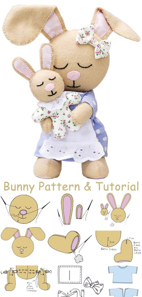 Felt Patterns Free, Felt Toys Diy, Felt Flowers Patterns, Felt Toys Patterns, Felt Animal Patterns, Soft Toy Patterns, Felt Crafts Diy, Felt Bunny, Free Sewing Patterns