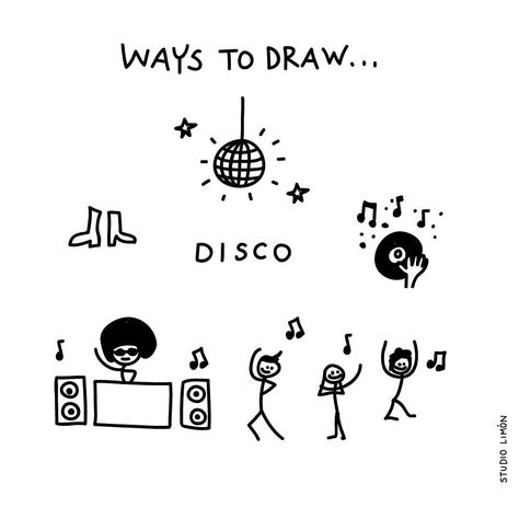 Saturday night fever. Word of day 23 Ways to draw disco. #waystodraw #icons #sketchnotes #drawing #visualization Small Beautiful Tattoos, Flipchart Ideas, Easy Doodling, Word Of Day, Dance Journal, Icons Template, Thinking Mind, Visual Note Taking, Word Drawings