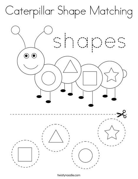 Caterpillar Shape Matching Coloring Page - Twisty Noodle Shape Matching Activity, Cc Letter, Reception Maths, Early Intervention Activities, Butterfly Lessons, Math Shapes, Shape Tracing, Shape Activities, Alphabet Train