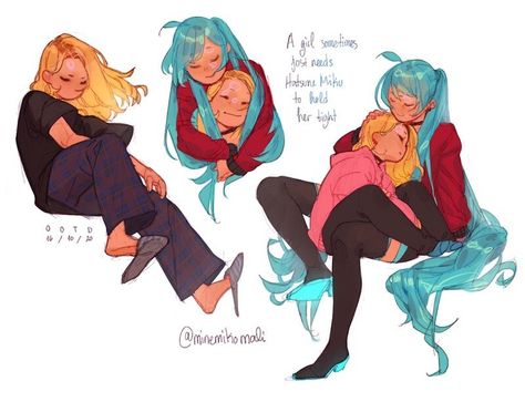 ArtStation - 2020 Sketchdump, Mali Benedicto Vasanserekul Miku Fanart, Lesbian Art, Better Tomorrow, Anime Nerd, H U, Motivational Art, Art Prompts, Art Style Inspiration, Art Poses