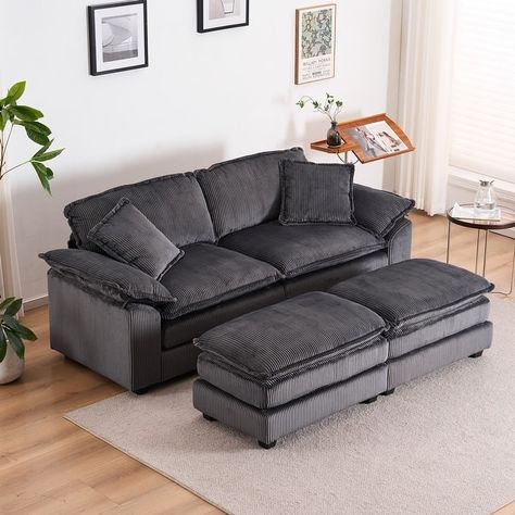 84.60" Corduroy 2 Seater Sofa - Bed Bath & Beyond - 40636219 Chaise Lounge Indoor, Corduroy Sofa, Spacious Sofa, Couch With Ottoman, Couch With Chaise, Lounge Couch, Couch And Loveseat, Modern Sofa Sectional, Comfy Sofa