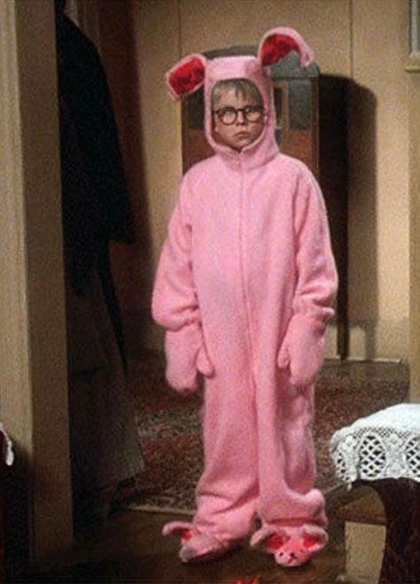 Christmas Story Bunny Costume, Pink Bunny Outfit, Pink Bunny Costume, Christmas Story Movie, Easter Bunny Costume, Christmas Classics, Rabbit Clothes, Ig Aesthetic, Pj Harvey