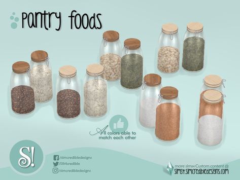 Pantry Jars, Sims 4 Kitchen, Sims 4 Clutter, The Sims 4 Packs, Sims 4 Cc Folder, Tumblr Sims 4, Sims 4 House Design, Sims 4 Teen, Sims 4 Characters