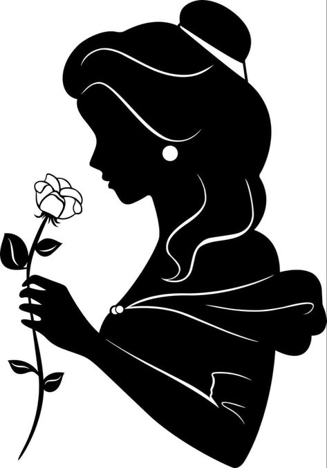 Silhouette Art Disney, Disney Princess Outline, Silhouettes Disney, Disney Stencils, Beauty And The Beast Silhouette, Beauty And The Beast Dress, Disney Princess Silhouette, Disney Silhouette Art, Disney Silhouette