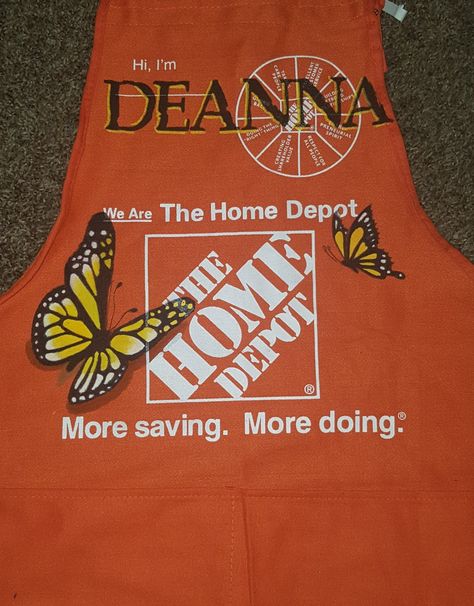 Home Depot Apron Art Ideas, Home Depot Apron Art, Home Depot Apron, Home Depot Projects, Apron Art, Home Depot Paint, Apron Ideas, Work Apron, Work Aprons