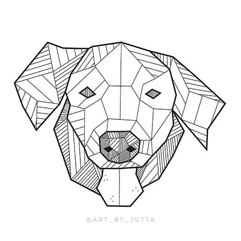 Labrador Dog Drawing, Geometric Dog Tattoo, Geometric Dog, Chip Carving, Geometric Drawing, Geometric Animals, Labrador Dog, Dog Tattoo, Geometric Triangle