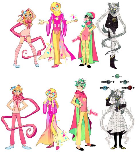 Fan-art of the god-tier beta kids and a genderstuck (gender-bent) version of them trickerstuck (in their trickster form). Homestuck Trickster, Trickster Mode, Homestuck Cosplay, Home Stuck, Homestuck, Anime Images, Concept Art, Geek Stuff, Princess Zelda