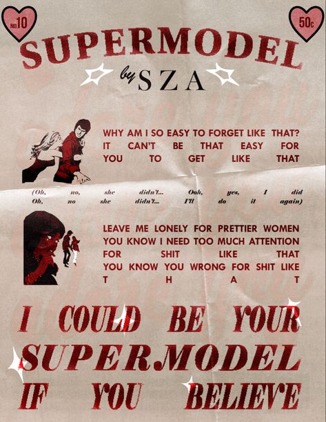 Prom Sza Poster, Vintage Sza Poster, Sza Supermodel Lyrics, Sza Graphic Poster, Sza Poster Prints, Pink Sza Poster, Supermodel Sza, Sza Lyrics Wallpaper, Sza Aesthetic Poster