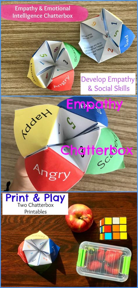 Empathy and Emotional Intelligence chatterbox game for kids. Print & Play. Emotional Intelligence Activities Kids, Feelings Games For Kids, Emotions Games For Kids, Empathy Games, Empathy Activities For Kids, Feelings Activities For Kids, Tolerance Activities, Emotional Intelligence Kids, Empathy Activities