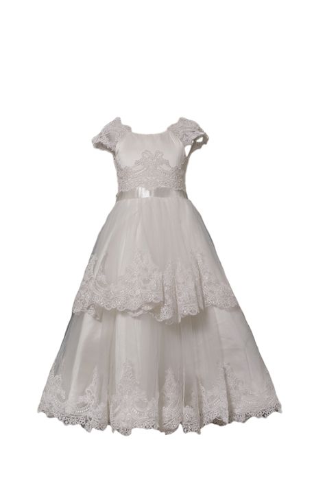 Cap Sleeves Tiered Lace Holy First Communion Dress Calf Length! KC124315 from ebprom Catholic Confirmation, Girls First Communion Dresses, Holy Communion Party, Holy Communion Dresses, First Communion Party, Heirloom Dresses, First Communion Dress, First Communion Dresses, Baptism Dress