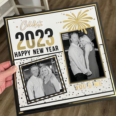 Scrapbook Ideas New Year, 21st Scrapbook Pages, Happy New Year Scrapbook Layout, Year Recap Scrapbook, New Years Eve Scrapbook Layouts, New Year Scrapbook Layout, New Year Scrapbook Ideas, New Years Scrapbook Page, New Years Scrapbook Layouts