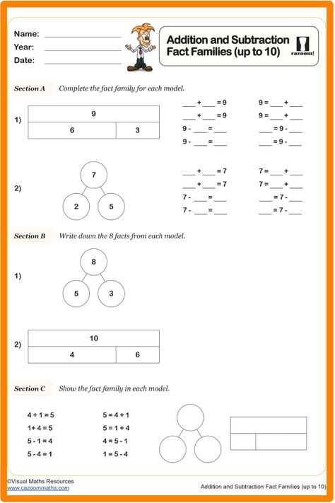 Discover an insightful approach to teaching addition and subtraction with Year 1 students. Dive into understanding fundamental arithmetic concepts through engaging visual aids such as part-whole and bar models. Uncover the eight key facts that underpin these mathematical operations, making learning fun and interactive for young learners. Year 1 Maths Worksheets, Ks2 Maths, Year 1 Maths, Teaching Addition, Maths Worksheets, Subtraction Facts, Subtraction Worksheets, Bar Model, Fact Families