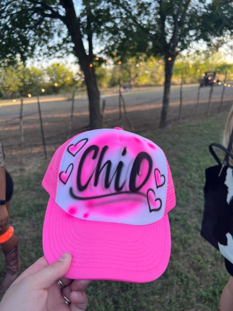 Sorority Trucker Hat Designs, Big Little Hats, Sorority Trucker Hats, Sorority Formal, Sorority Big Little, Airbrush Art, Big Little, Hat Designs, Sorority