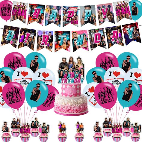 PRICES MAY VARY. Product Name: Jersey Shore Birthday Decorations.Package Included: 1x Happy Birthday Banner, 1x Cake Topper, 12 x Cupcake Toppers, 18 x bright balloon set with 3 styles [Create Unforgettable Memories] Our Jersey Shore themed birthday decoration party bag is designed to leave a lasting impression on your guests. With our high-quality and amazing party decorating supplies, you can elevate any event and make it a memorable moment for your family and friends. [High Quality Material] Jersey Shore Decorations, Jersey Shore Birthday Party, Jersey Shore Theme Party, Jersey Shore Party, Birthday Banner Cake Topper, 21st Birthday Themes, Kids Party Balloons, Taylor Swift Birthday Party Ideas, Friends High