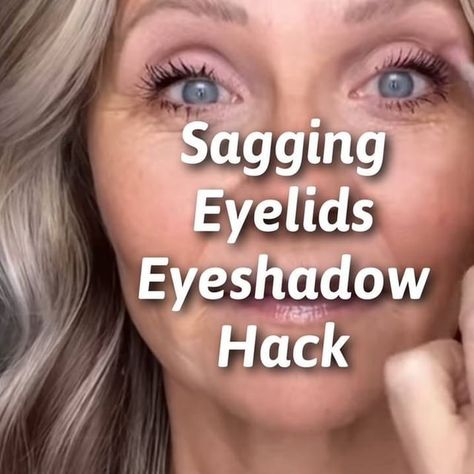 Jowls! Some may think that this is going to extremes to try and distract from the jowls that can appear as we lose collagen in our face.… | Instagram Eye Makeup For Women Over 50 With Glasses, Makeup For Crepey Eyelids, Wrinkled Eyelids Makeup Tips, Sagging Eyelids Makeup, Makeup For Saggy Eyelids, Eye Makeup 50 And Older, Eye Makeup Droopy Eyelids, Large Eyelids Makeup, Eyeshadow For Hooded Eyes Over 50