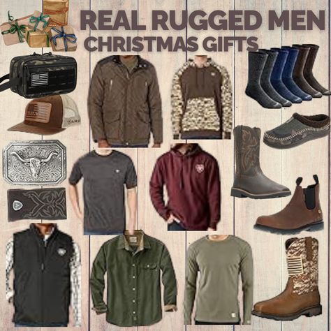 Real Rugged Men need Rugged Christmas Gifts. Durable, warm and comfortable! These are some of the best and widely used for men who love or work outdoors. Great styles and great deals! #outdoorclothing #outdoorsman #workingmen #holidaygiftsformen #founditonamazon #holiday #gifts Rugged Outdoorsman Style, Outdoorsman Style, Outdoorsmen Style, Men Christmas Gifts, Safari Outfits, Holiday Gifts For Men, Rugged Men, Rugged Style, Christmas Gifts For Men