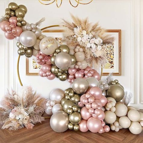 Dusty Rose Balloon Garland Double Stuffed White Sand Beige - Etsy Pink And Beige Balloon Garland, Rose Balloon, Pearl Balloons, Blush Balloons, Balloon Tower, Deco Ballon, Anniversary Party Decorations, Beautiful Decorations, 40th Birthday Decorations