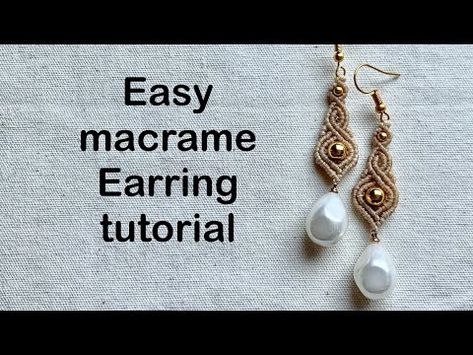 Easy macrame earrings tutorial model 1 - YouTube Small Macrame Earrings Diy, Easy Macrame Earrings, Micro Macrame Earrings Tutorial, Adjustable Macrame Earrings For Jewelry Making, Macrame Stud Earrings, Micro Macrame Earrings, Traditional Macrame Earrings, Diy Macrame Earrings, Macrame Earrings Tutorial