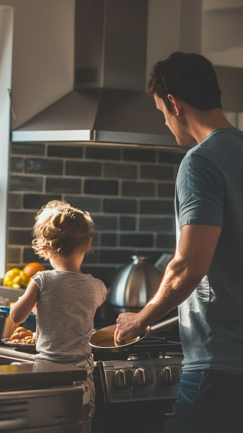 Cooking Together Bonding: A father and child share a heartwarming moment while cooking together in a cozy kitchen. #cooking #bonding #father #child #kitchen #aiart #aiphoto #stockcake ⬇️ Download and 📝 Prompt 👉 https://ayr.app/l/fPyc