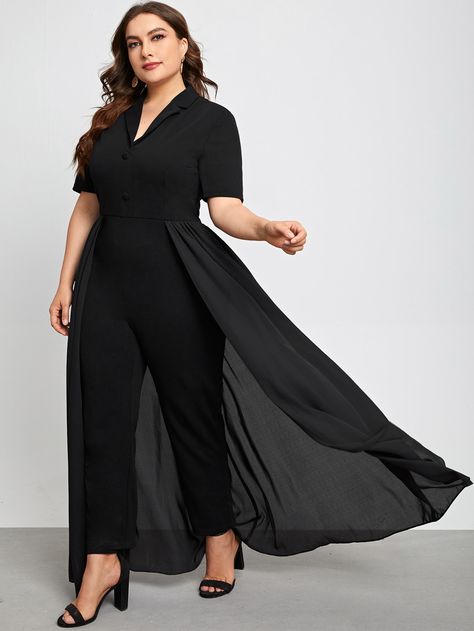 Jumpsuit With Skirt, Posh Clothing, Black Tie Event Dresses, Black Dress Elegant, Shirt Jumpsuit, Solid Jumpsuit, Jumpsuit Elegant, Classy Dress Outfits, Easy Trendy Outfits