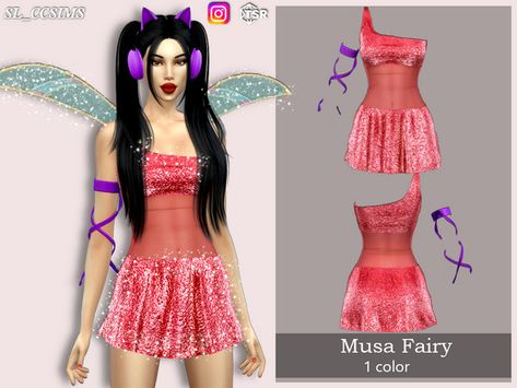 Sims 4 Cc Winx Club Clothes, Sims Halloween Costume, Cc Packs, Fairy Outfit, Tumblr Sims 4, 4 Characters, Cartoon Theme, Sims 4 Dresses, Sims 4 Characters