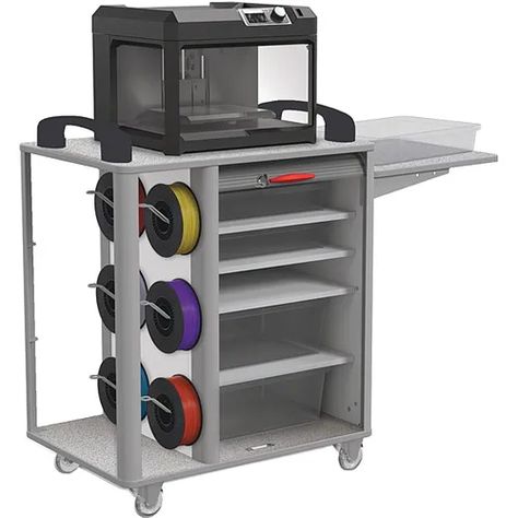 MooreCo™ 3-D Printer Cart 3d Printer Desk, 3d Printer Setup, Makerspace Design, Printer Desk, Plastic Storage Tubs, Coin Pusher, Printer Cart, Steam Lab, Printer Storage