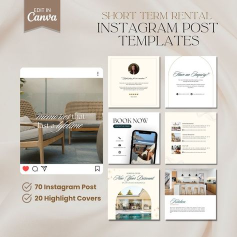 Social Media | Eyes here, Airbnb hosts! Upgrade your business with our Airbnb Instagram Template. This all-in-one social media kit is designed specifically for Airbnb hosts and VRBO property managers who want to wow their guests and make a lasting impression online. With our bundle, you can maintain a consistent and professional Instagram presence WITHOUT spending hours on design. Each template is crafted to enhance your property's appeal, drive bookings, and engage your audience. Whether you're Airbnb Social Media Posts, Airbnb Instagram Feed, Professional Instagram, House Template, Airbnb Design, Social Media Kit, Publication Instagram, Airbnb Host, Instagram Feed Ideas