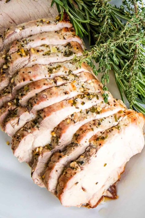 Homemade Onion Gravy, Pork Loin Crock Pot Recipes, Roast Pork Loin, Roasted Pork Loin, Crockpot Pork Loin, Fresh Herb Recipes, Shake It Up, Rosemary Recipes, Rosemary And Thyme