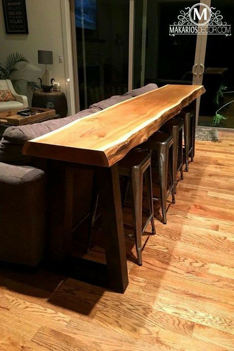 Live Edge Sofa Table, Sofa Table Behind Couch, Behind Couch Table, Behind Sofa Table, Home Bar Table, Table Behind Couch, Sofa Bar, Rustic Counter, Behind Couch