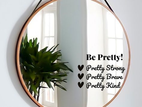 Mirror Sayings Inspiration, Cricut Mirror, Mirror For Kids, Free Home Decor, Decor Makeover, Mirror Quotes, Cricut Business, Mirror Vinyl, Mirror Decals