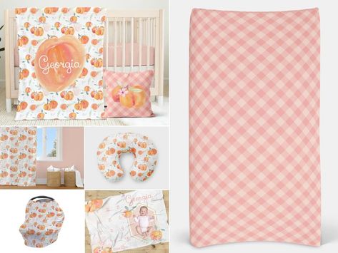 Peach Crib Bedding Set Georgia Peach Nursery Floral Girl - Etsy Peach Nursery, Peach Pillow, Fruit Baby, Nursery Floral, Small Blanket, Large Blanket, Crib Skirts