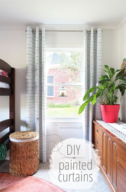 Diy Painted Curtains, Hand Painted Curtains, Old Time Pottery, Diy Marker, Patterned Curtains, Painted Curtains, Curtains Diy, Kids Shared Bedroom, Painted Cups