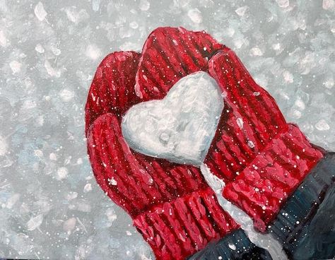 Keep It Colourful with Jesse Robertson Winter Mitten Art, Mitten Art, Learn Acrylic Painting, Beginner Drawing Lessons, Christmas Canvas Art, Winter Painting, Christmas Canvas, Drawing For Beginners, Art Lessons Elementary