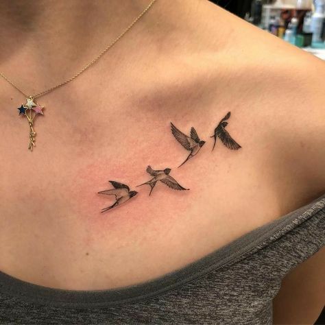 Bird Shoulder Tattoos, Ribs Tattoo, Bird Tattoos For Women, Flying Tattoo, Sparrow Tattoo, Single Needle Tattoo, Swallow Tattoo, Bull Tattoos, Bone Tattoos