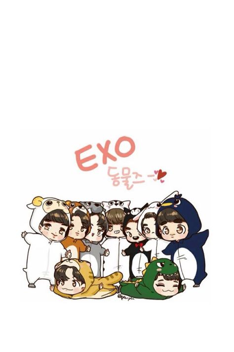 Exo Cartoon Wallpaper, Exo Chibi Chanyeol, Exo Cartoon, Exo Chibi Fanart, Exo Logo, Exo Stickers, Exo Background, Exo 12, Exo Chibi