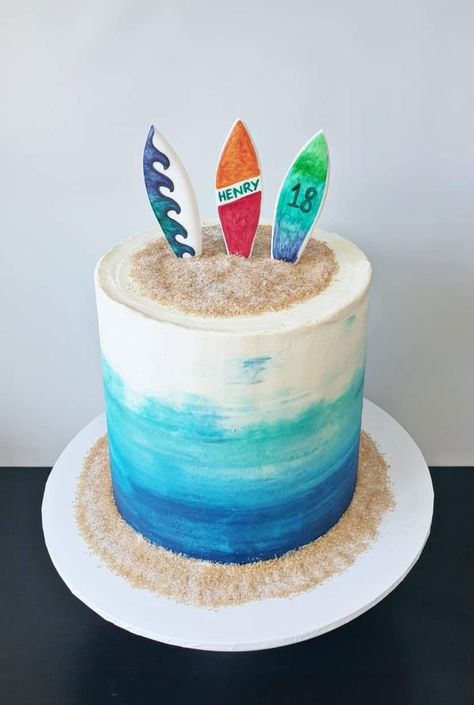 Ocean Wave Birthday Cake, First Wave Birthday Cake, Surfing Birthday Cake, Surf Cake Ideas, Surfing Cakes, Surfer Cake, Juliette Rose, Surf Cake, Sports Themed Cakes